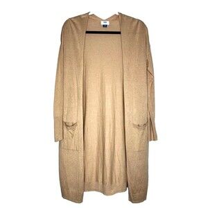 OLD NAVY Long Duster Cardigan Women XS Open Front Long Sleeve Pockets